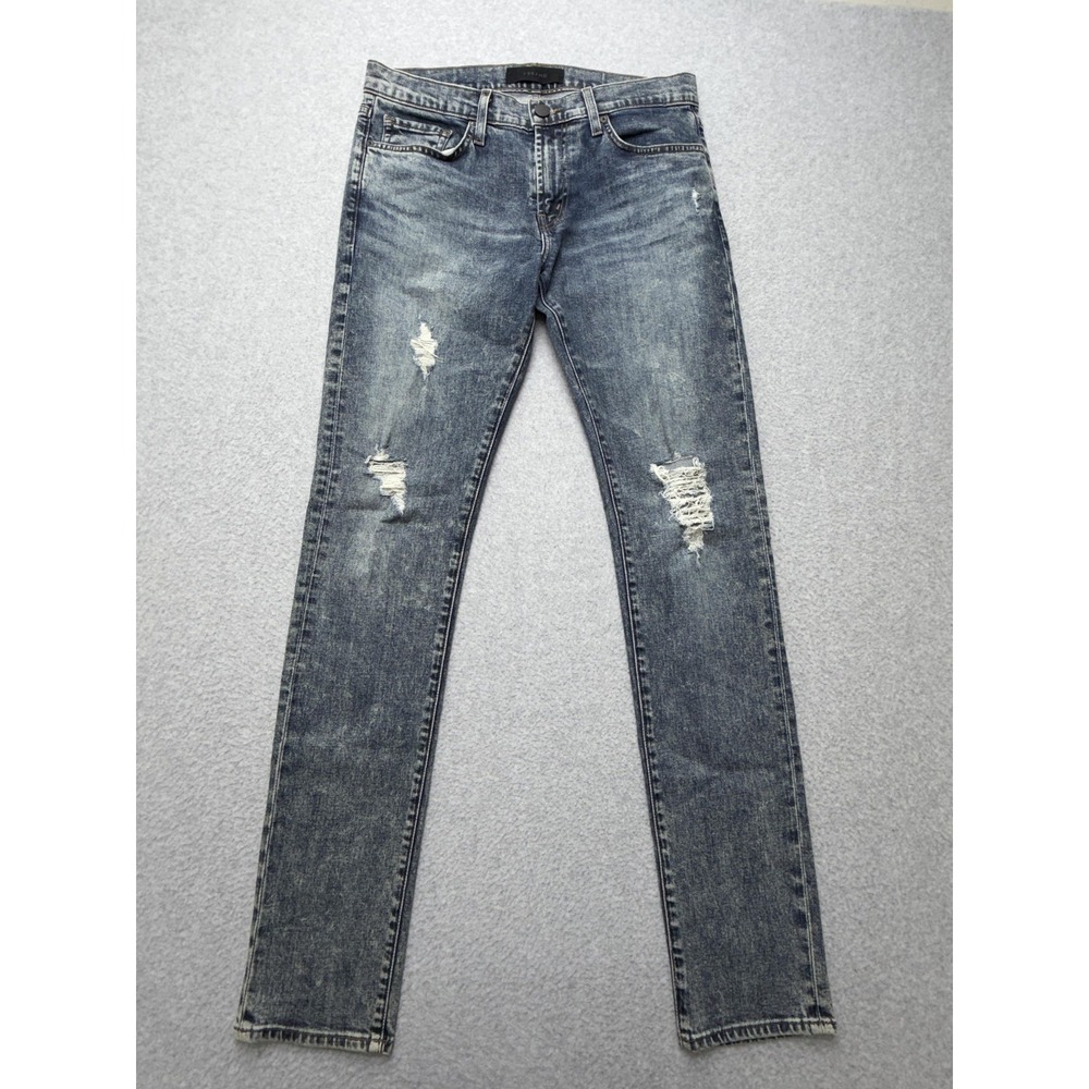 J Brand Mick Jeans Mens 31x32 Blue Stone Wash Slim Skinny Distressed Denim